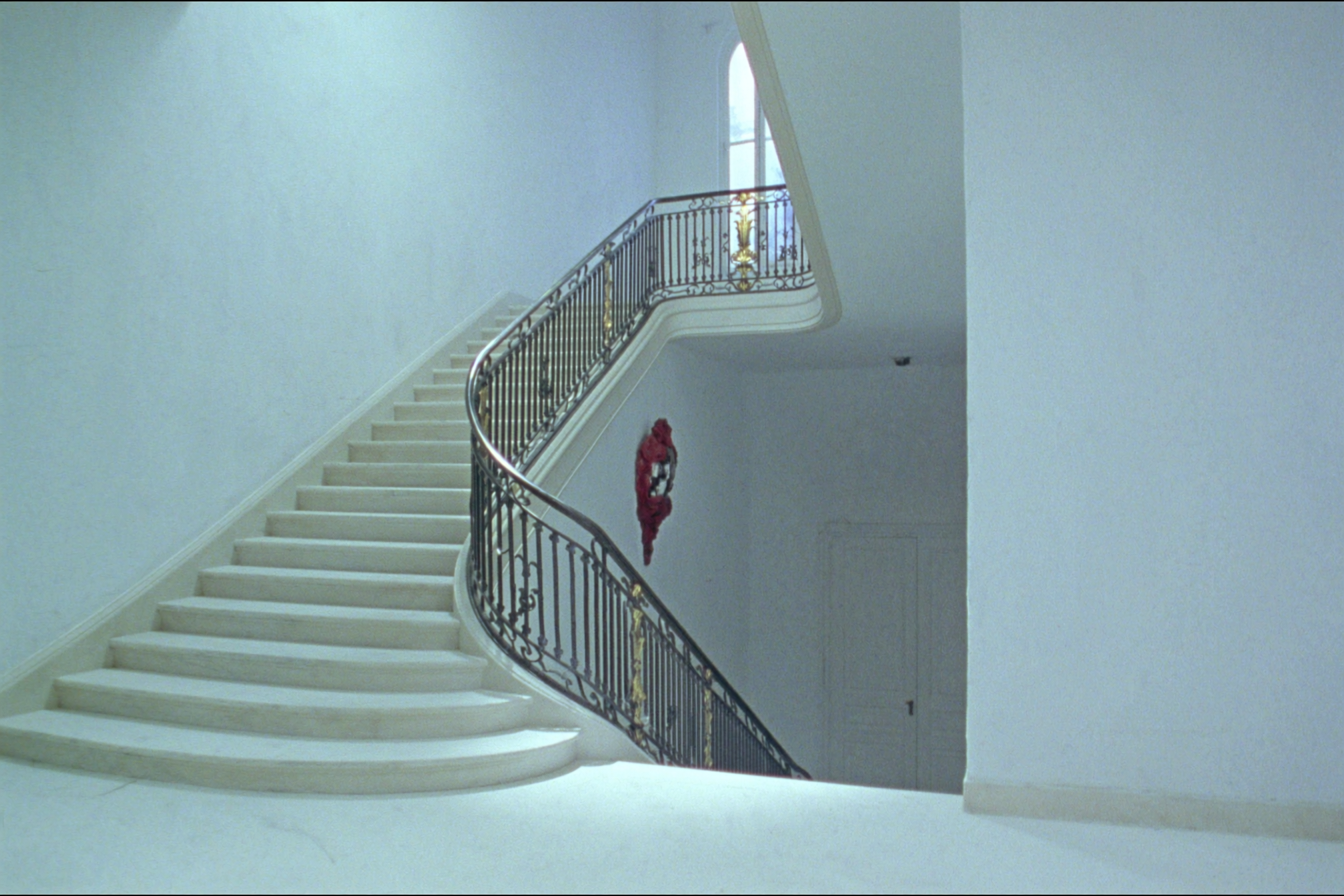 The curved stone staircase